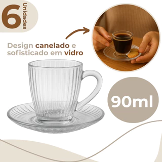 Jogo 6 Xícaras Canelada Café Chá 90ml Caneca Sleek em Oferta na Shopee