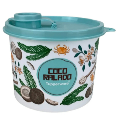 Tupper Redondinha 500ml Coco Ralado com Bico Dosador Floral Tupperware ...