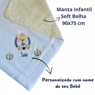 Manta Infantil  para bebê com NOME PERSONALIZADO Mantinha SOFT BOLHA em Oferta na Shopee