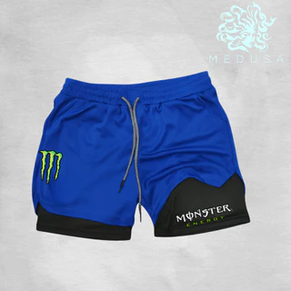 Bermuda De Compressão 2 Em 1 Dry Fit Com Elastano Monster, Ideal Para Treinos, Academia