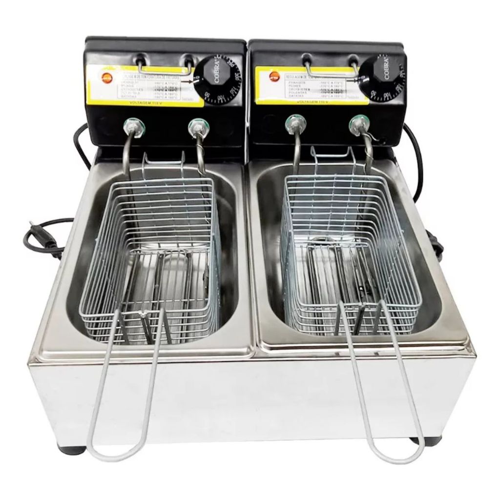 Fritadeira Elétrica 5L Cuba Dupla Industrial Inox Profission