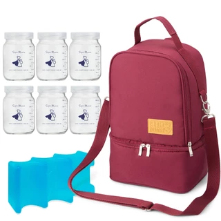 Mochila Térmica Amamente+ One Ice com Potes para Leite Materno 200ml Super Mamãe em Oferta na Shopee