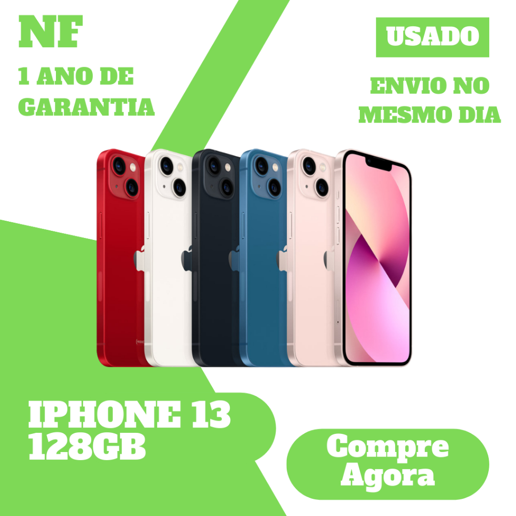 [USADO] Smartphone iPhone 13 128GB 5G Original com NF - 1 Ano de Garantia