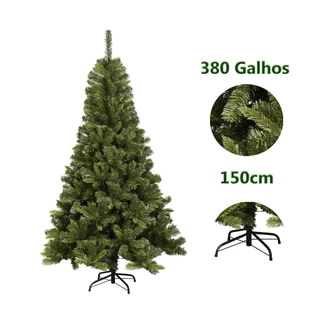 Árvore De Natal Cheia Luxousa 150cm com 380 Galhos Base em Metal 150cm