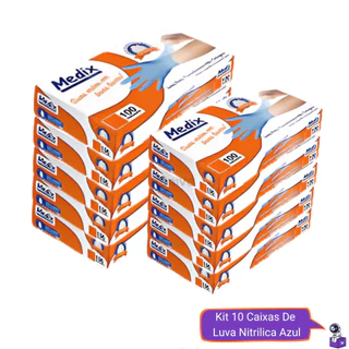 Kit Até 10 Caixas de Luva Nitrílica Azul Descartável Sem Pó Ambidestra P M G 1000 Unidades em Oferta na Shopee