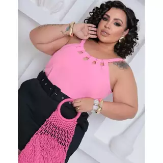 Blusinha Plus Size Feminina Alcinha Corda Soltinha Tendência