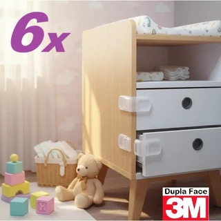 6 Travas de Gaveta Lateral Transparente Segurança Bebê - Adesivo 3M em Oferta na Shopee