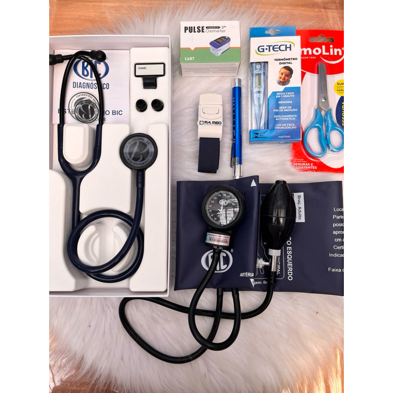 kit Enfermagem/Saúde - estetoscópio Eternity azul+ esfigmomanômetro ...