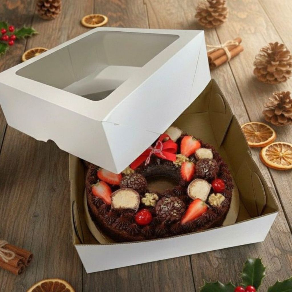 10 Caixas com Visor 25x25x9 cm | Guirlanda, Brownie de Natal