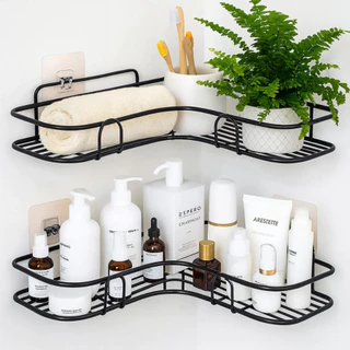 Kit Com Suportes Organizadores De Metal Rack De Parede Banheiro Cozinha Prateleiras Porta Shampoo