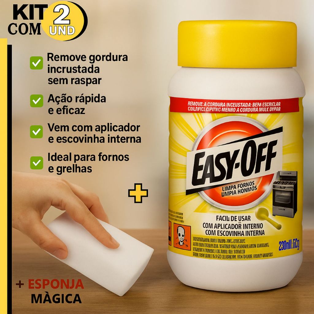Limpa Forno Easy-Off Desengordurante Super Potente 250ml e Esponja ...