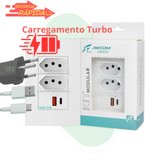 Tomada Parede 10a Dupla Usb C Carregador Turbo Pd Qc 20w