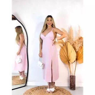 Vestido longo Feminino estampado alcinha com bojo floral vestido listrado verão tropical crepinho em Oferta na Shopee