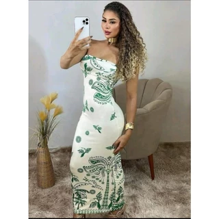 Vestido Midi Feminino Tomara Que Caia Verão Tropical