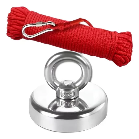 Imã De Neodímio Pesca Magnetica Até 300 Kilos De Tração 10 Metros de corda