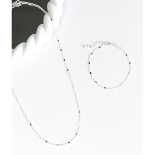 Conjunto colar e pulseira de corações folheado a prata
