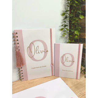 Caderneta de Vacina/ Mini Porta Documentos/ Livro do bebê / Pasta /Rose com Nude/ Personalizada