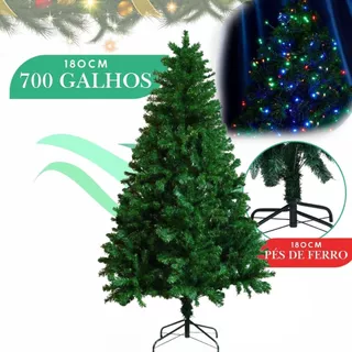 Arvore de Natal Pinheiro Tradicional 1,8m 700 Galhos Ajustável Hastes Flexíveis Decoração de Natal