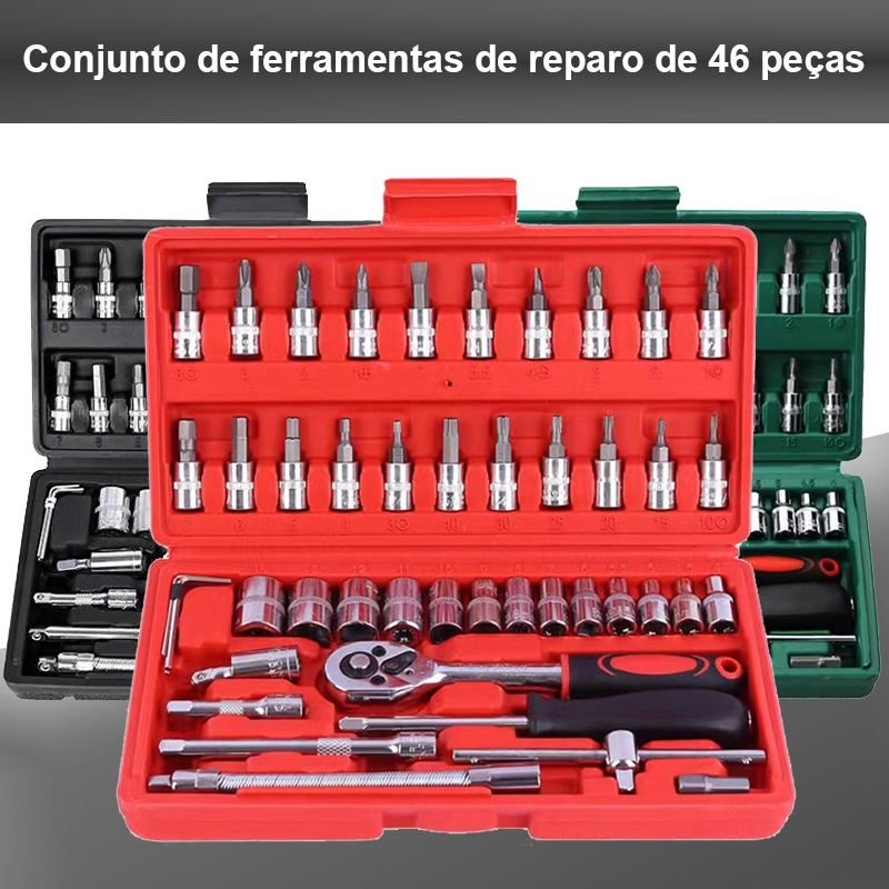 Jogo de Ferramentas 10/40/46 peças para Carro Moto Casa, Kit Multiuso ...