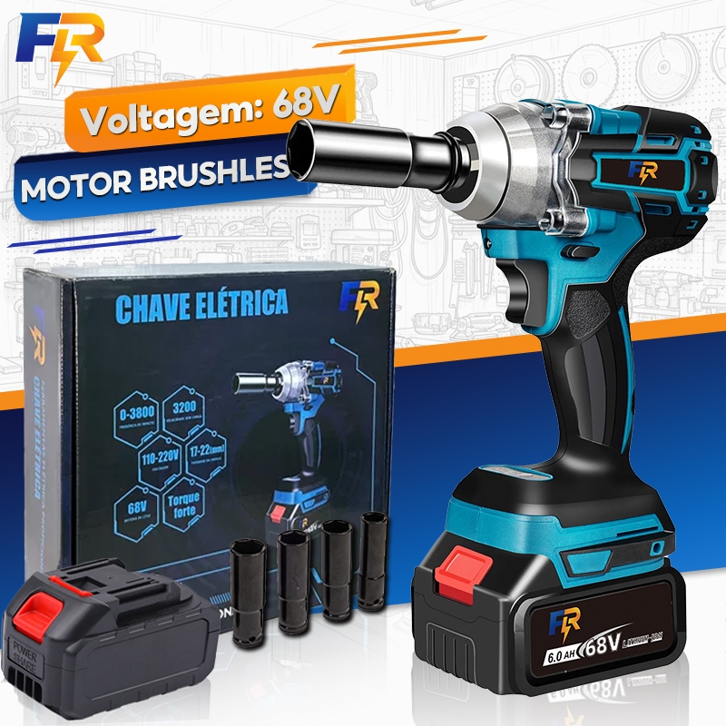 Chave de lmpacto Elétrica Sem Fio 68V 2baterias Longos motor