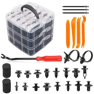 Kit 650 Peças Presilha Grampo Fixadores Revestimento Interno Externo Kit Espátula Com Chave Automotivo