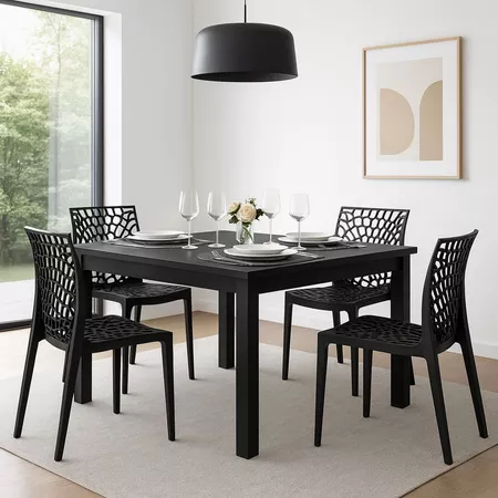 QUEIMA DE ESTOQUE - Mesa de Jantar Quadrada Industrial – Design de Madeira p/ 4 Lugares