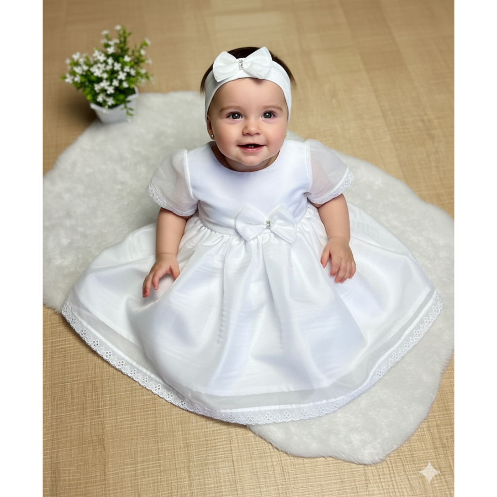 Vestido Menina Batizado Kit 02 peças Festa Roupas para Bebê | Shopee Brasil