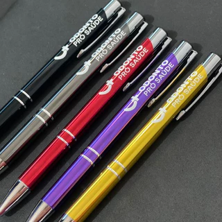 Kit 5 Canetas Metal Personalizada C/ Nome Logo Empresa Frase