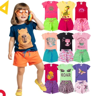Kit 6 Peças de Roupa Infantil Menina 1 ao 14 Verão Roupa Feminino Criança Envio Rápido