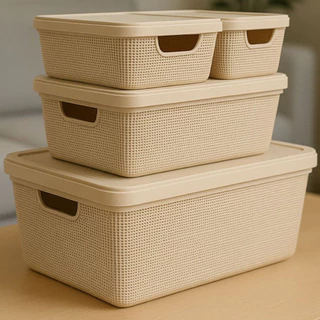 Kit 4 Caixa Organizadora com Tampa Reforçada Banheiro Escritório Gaveta em Plástico 1,8 L 5 L 15 L em Oferta na Shopee