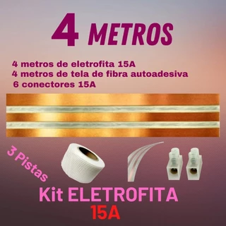 Kit Fita Elétrica 3 Pistas - 4 Metros Eletrofita 15a Adesiva