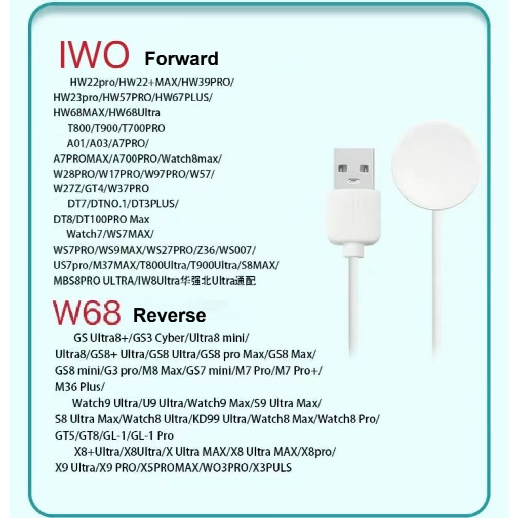 Cabo Carregador Magnético USB para Smartwatch DT / HW22 Pro / HW68