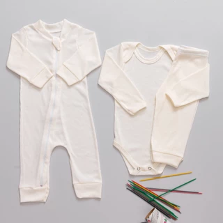 Kit 3 Peças Macacão Body e Calça Canelado Bebê Longo 100% Algodão em Oferta na Shopee