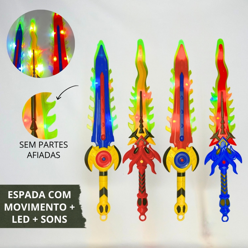 Brinquedo Espada Interativa – Movimentos, Sons e LED para Aventura e ...