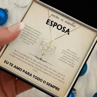 Colar Presente Para Esposa Banhado A Ouro 18k Com Mensagem De Amor Do Marido e Caixa Para Presente em Oferta na Shopee