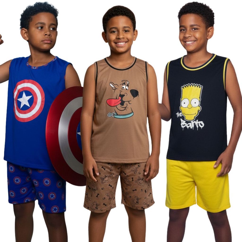 Pijama Masculino Infantil Regata Personagem Estampado / Roupa de Dormir / Pijama Masculino em Oferta na Shopee
