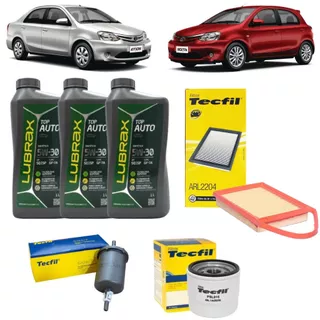 Kit Troca De Oleo e Filtros Etios 1.3 1.5 Flex 5w30 Sintético Revisão Original Toyota