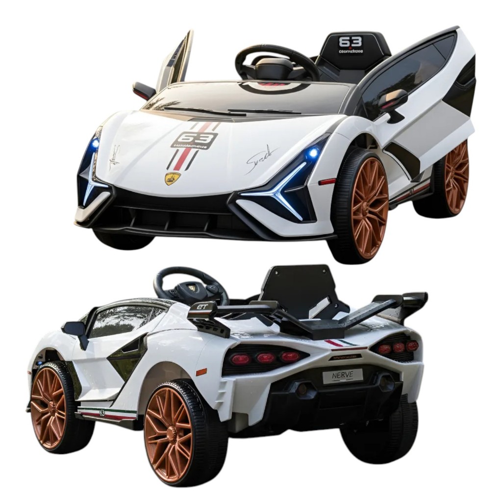 Carro Elétrico Infantil Lamborghini Esportivo Branco com Som Música Luz ...