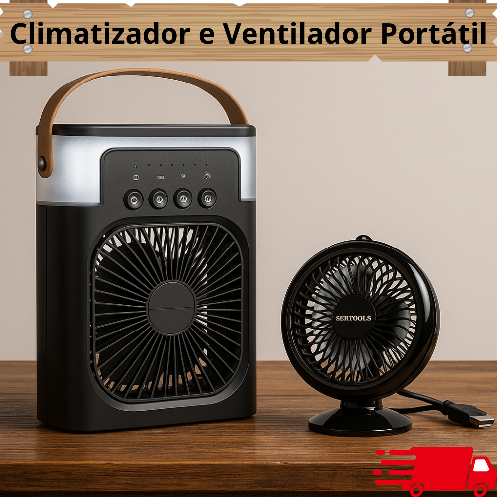 Mini Ar Condicionado / Climatizador / Ventilador USB Portátil para Mesa Escritório Sala / 3 Opções