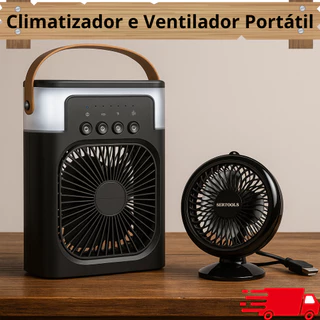 Mini Ar Condicionado / Climatizador / Ventilador USB Portátil para Mesa Escritório Sala / 3 Opções