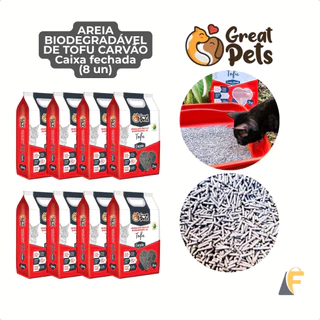 Kit 8 Areia Gatos Biodegradavel Tofu Carvão Ativado 2kg Great Pets em Oferta na Shopee