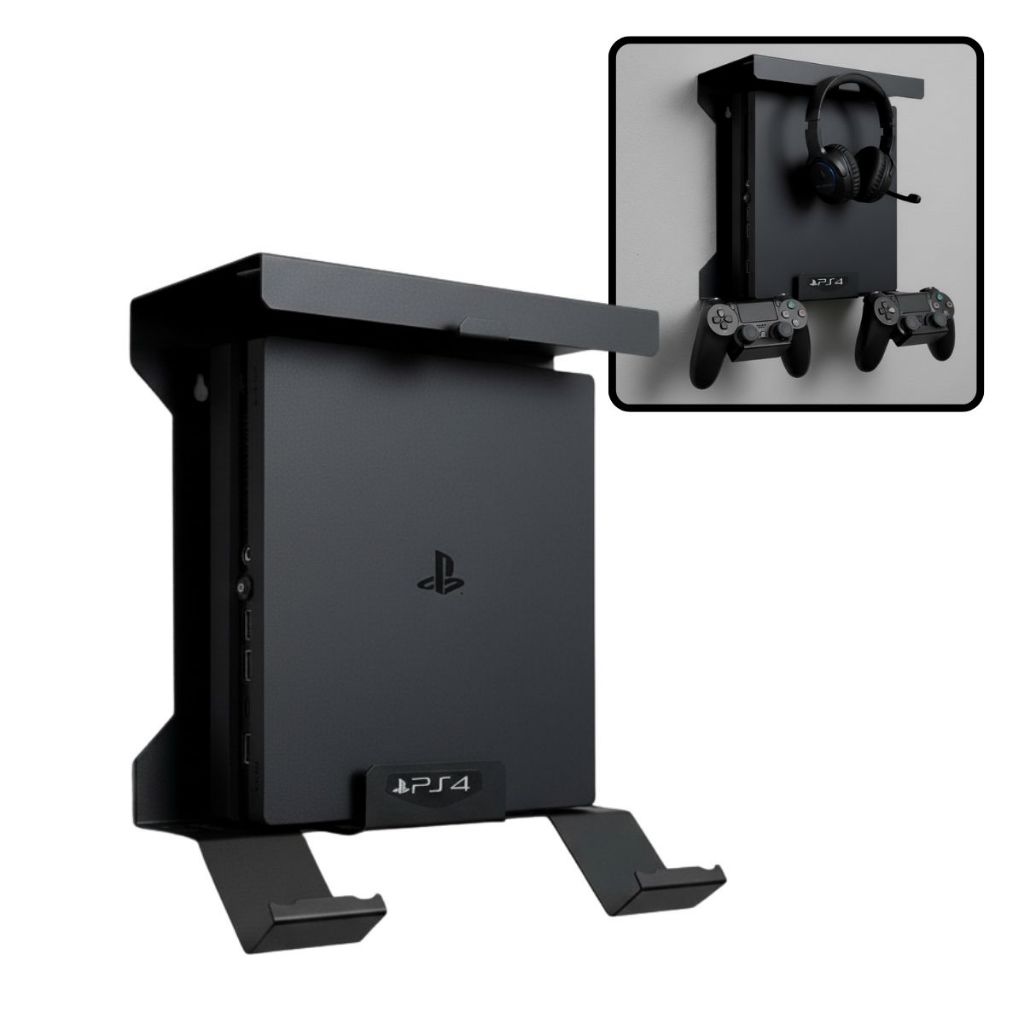 Suporte de Parede Pendurar Playstation 4 Modelo Ps4 Slim Suporta 2 ...