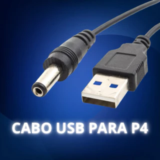 Cabo de Força USB para P4 5.5mm 50cm – Alimentação 5V DC | Ideal para LED, Roteador, Câmera, Cadeira Gamer