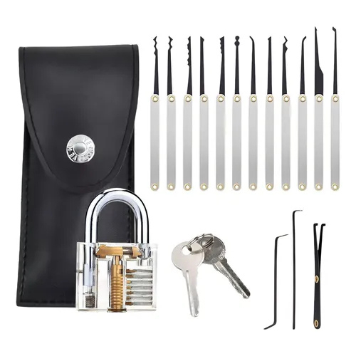 Kit Treinamento Micha Abertura Cadeado Transparente Chaveiro Jogo de chave Micha