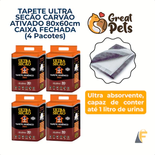 Kit 4 Tapete Higiênico Cachorro Cão Carvão Ativado 80x60 30un Fralda Grande Ultra Secão Great Pets em Oferta na Shopee