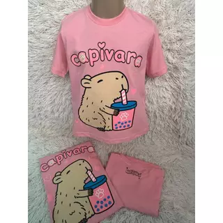 Camiseta Infantil Capivara Manga Curta 100% Algodão