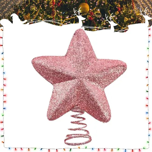 Ponteira Para Árvore de Natal Rosa Com Glitter
