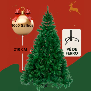 Arvore Natal 210 CM 1000 Galhos Decoração Natalina Luxo Cheia Pinheiro Verde Barata