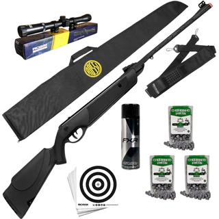 Carabina Rossi Dione Sport Mola 5,5mm + 350 chumbinhos + 40 alvos + 1 luneta + 1 bandoleira + 1 capa + 1 desengripante