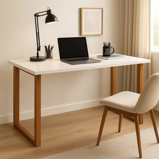Escrivaninha Home Office Mesa 76 cm Escritório Estudo Com Pés Madeira Premium Cor Off White em Oferta na Shopee